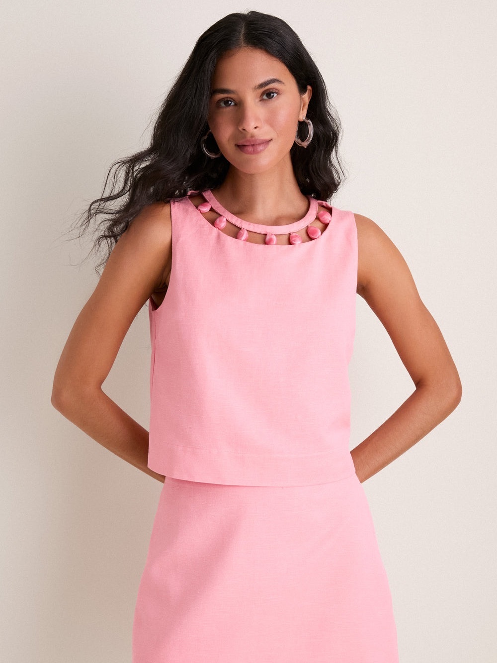 HYACINTH HOUSE Pink Beaded Dottie Tank - size small